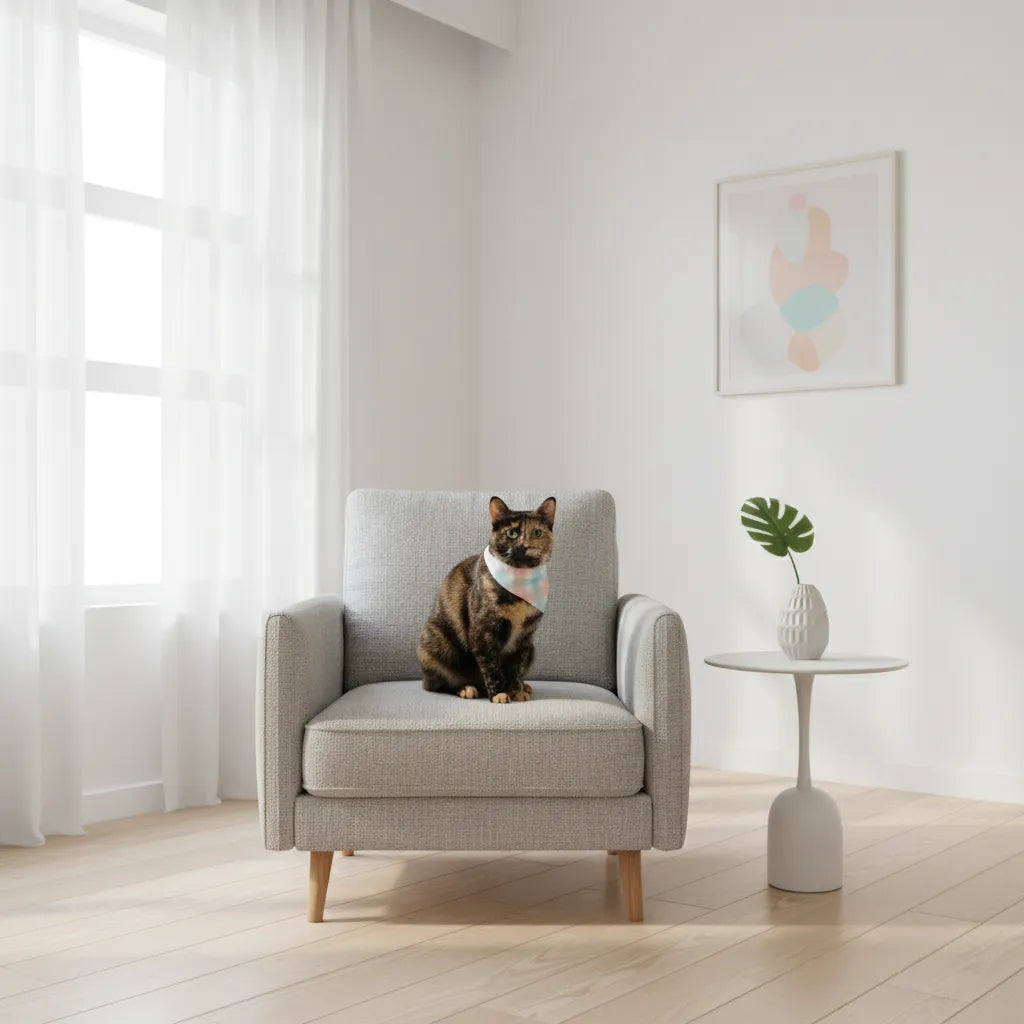 Plaid Scrunchie Pet Bandana - 2 Fabric Color Options Available