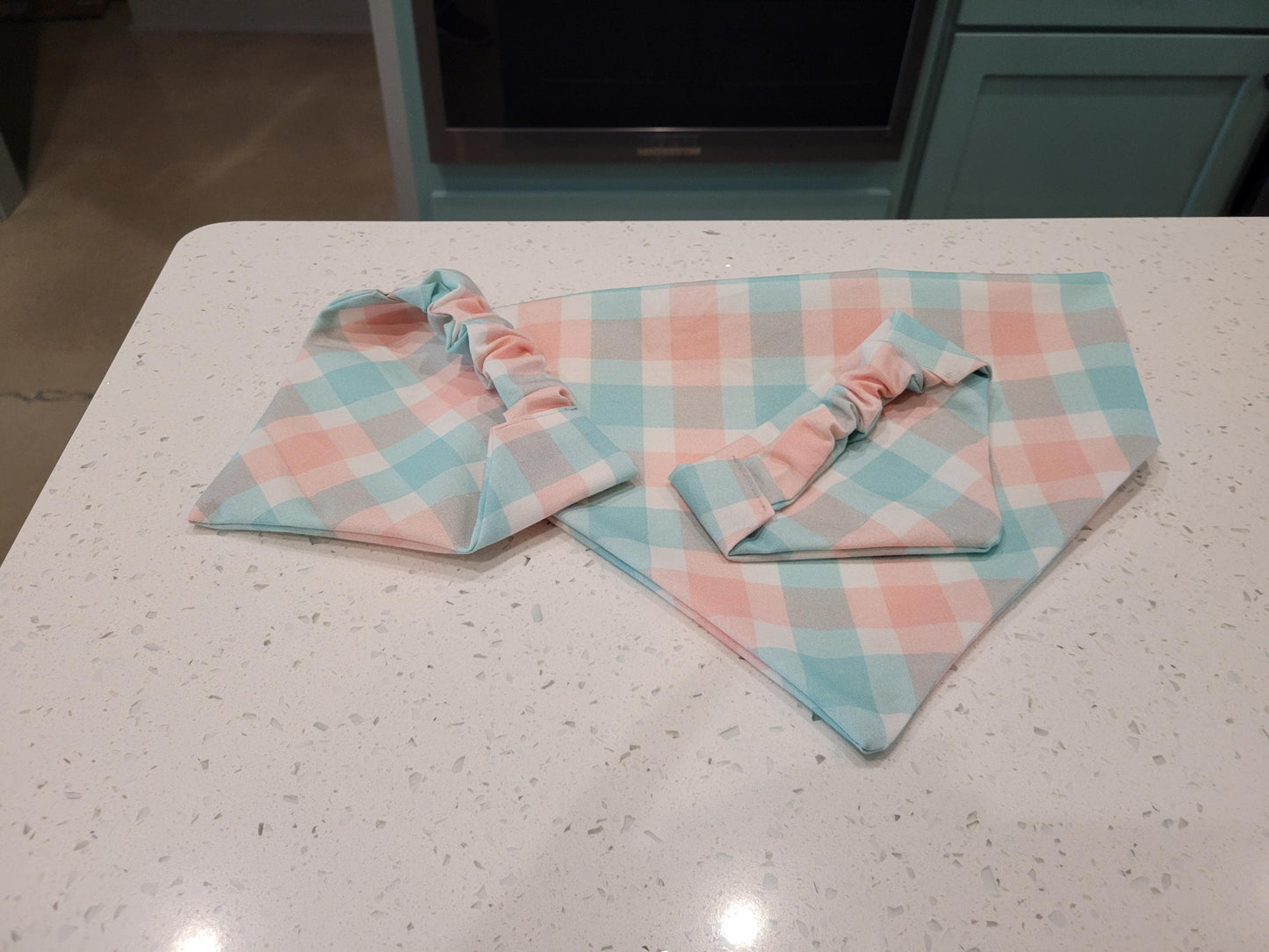 Plaid Scrunchie Pet Bandana - 2 Fabric Color Options Available